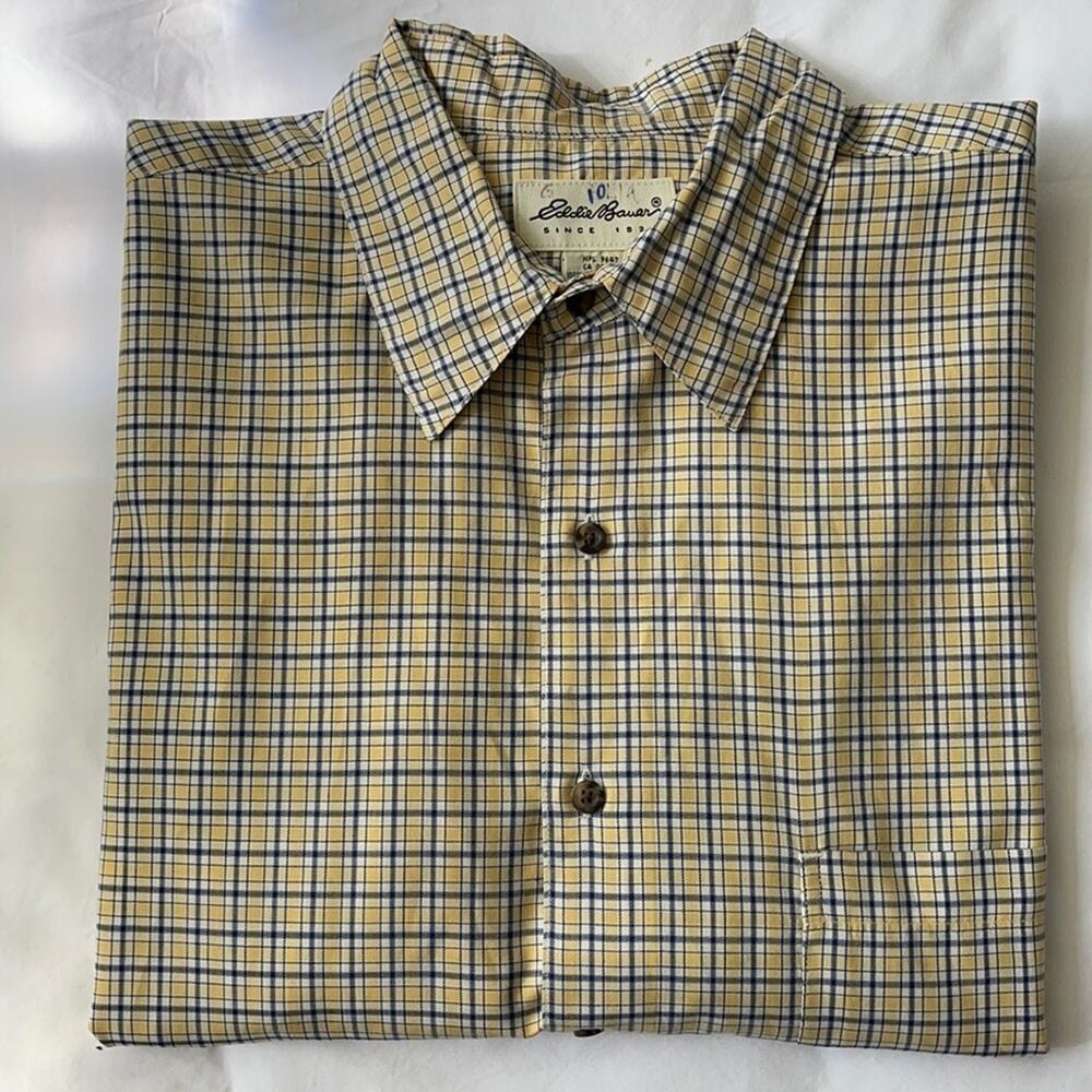 Eddie Bauer LS Plaid Button Down Shirt Sz LT